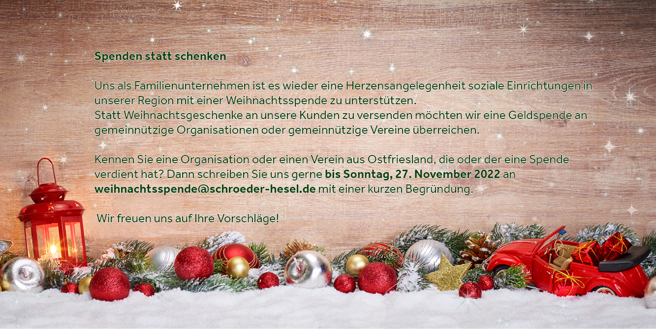 Spenden statt schenken Weihnachten 2022 - Fenster- und Türenwerk Schröder  GmbH