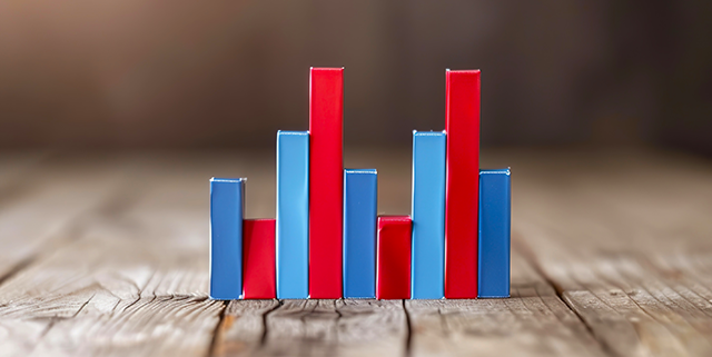 Diagramm in rot und blau