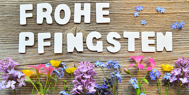 Blumen mit Pfingstgrüßen